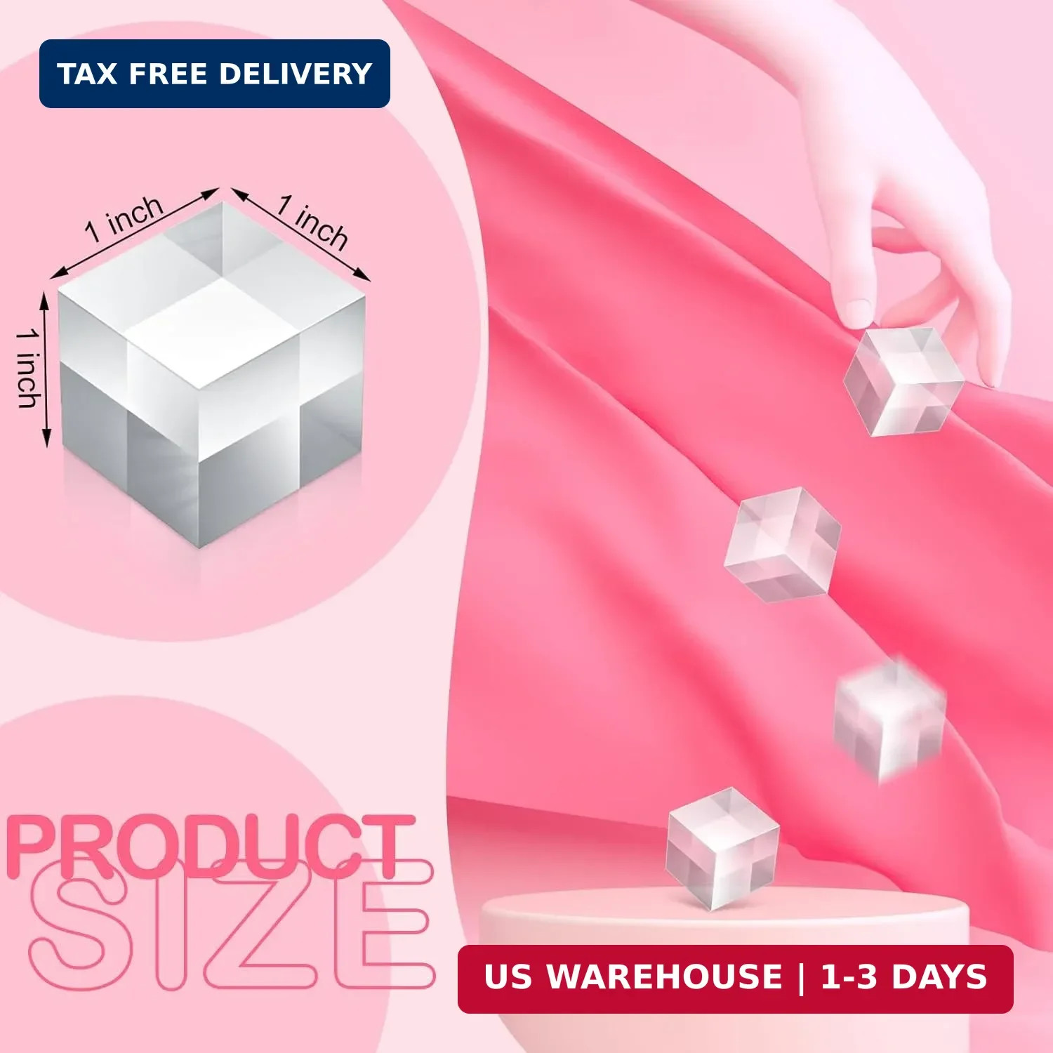 Remerry 8 Pieces Acrylic Display Block 1 x 1 x 1 Inch Clear Polished Acrylic Squ