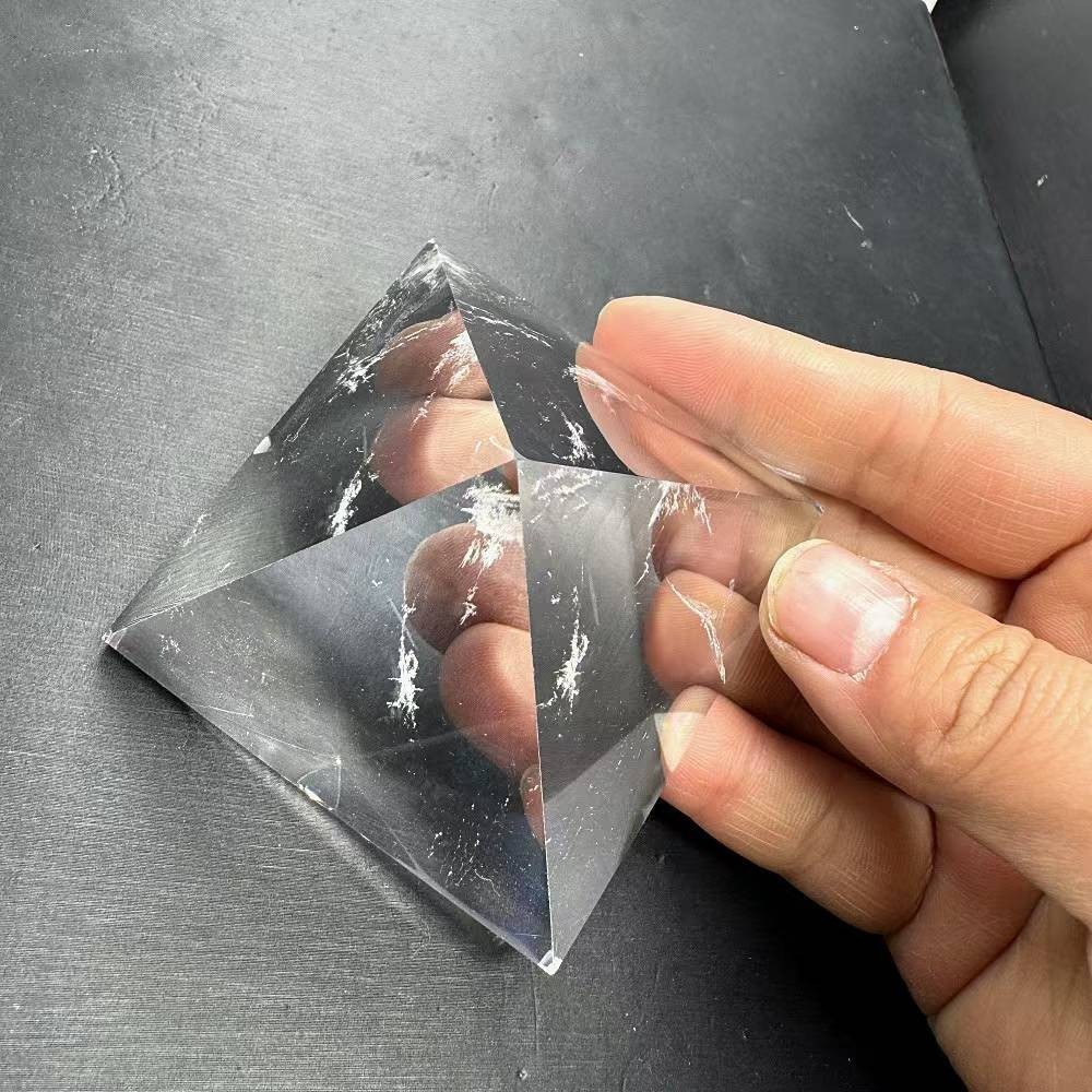 125g Natural White Quartz Carved Pyramid Crystal Reiki Healing Decor