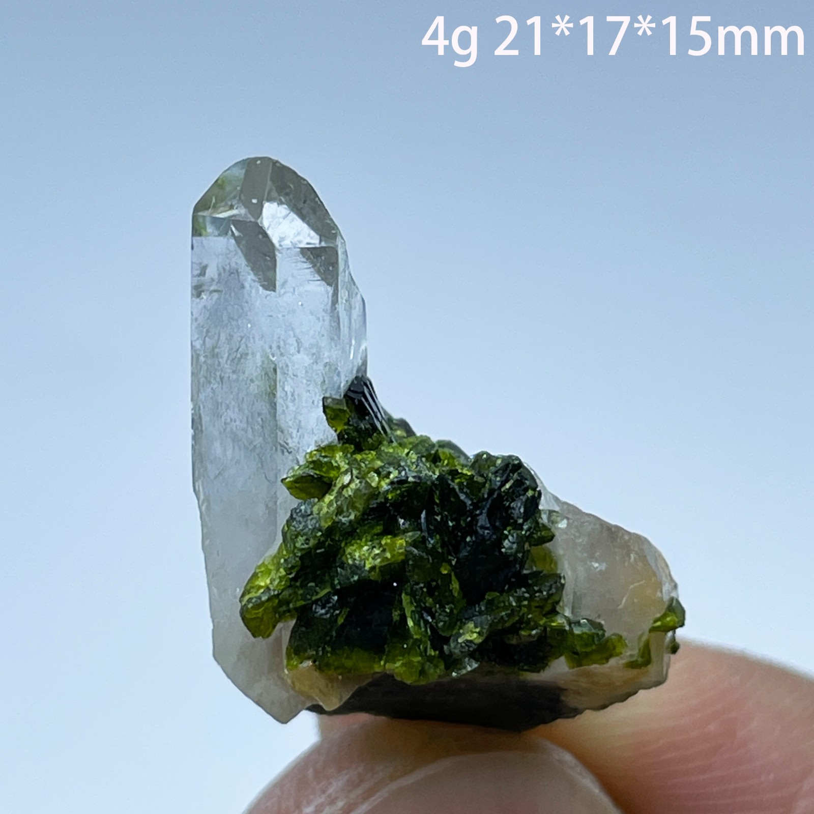 Natural Epidote With Garden Quartz Mineral Specimen Crystal Healing Home Decor