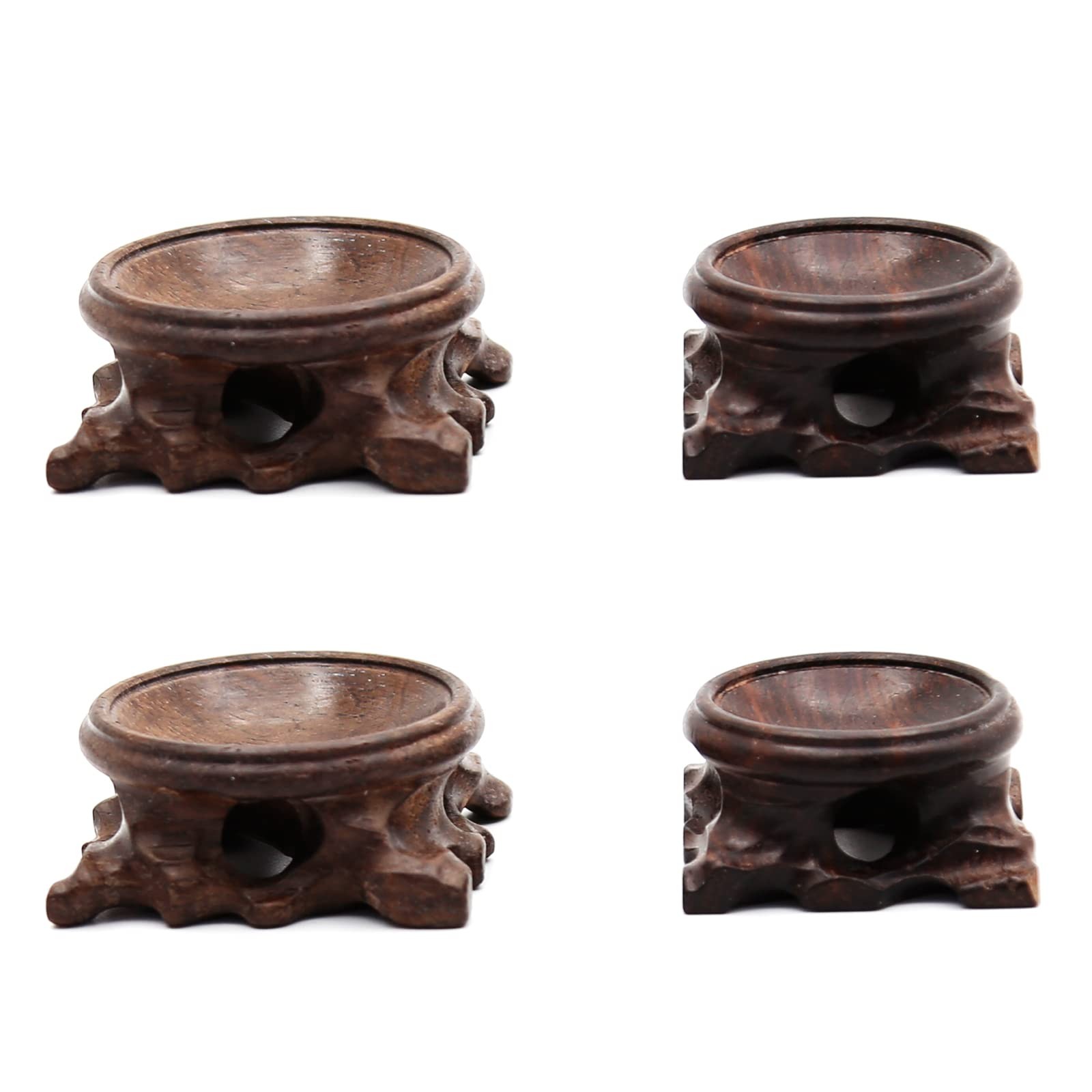 4 Pcs Wooden Stand For Crystal Sphere Quartz Ball Orb Holder Display Pedestal