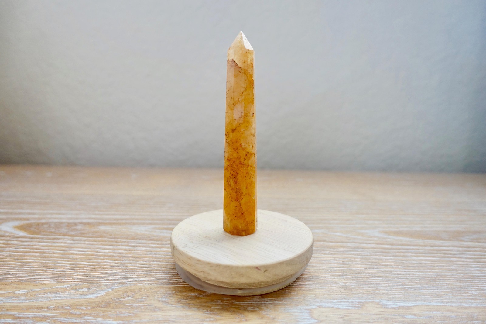 Golden Healer Quartz Stone Obelisk Healing Crystal Point Wand Reiki Energy Handm