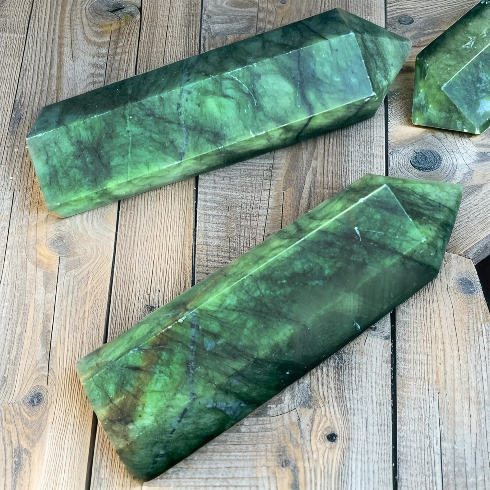 Genuine Nephrite Jade Tower Point Wand Healing Crystal Obelisk Home Decoration