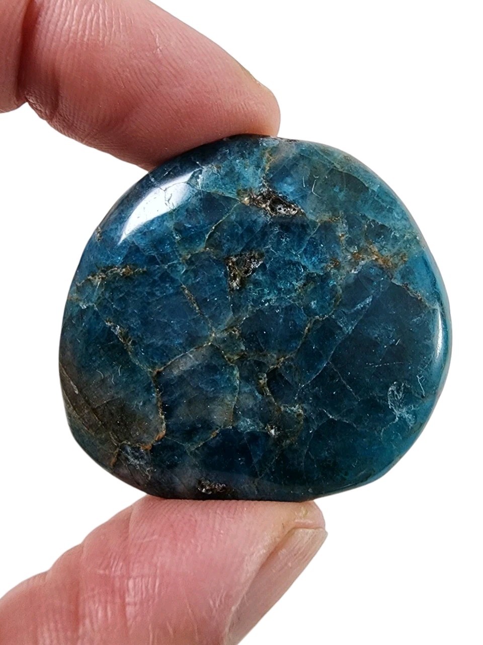 Apatite Blue Crystal Polished Smooth Stone Madagascar 20.8 grams.