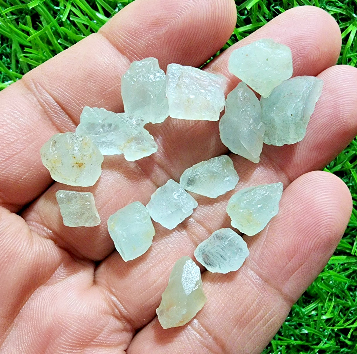14 Pcs Mickey Aquamarine Gemstone Rough Lot 9-16 mm Aquamarine Rough Stone Bulk