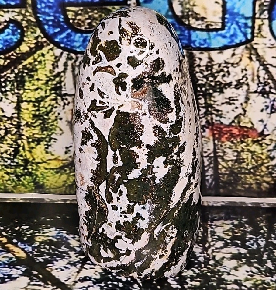 Moss Agate Free Form Crystal Rock Mineral 17.32oz Green, White, Brown, Druzy