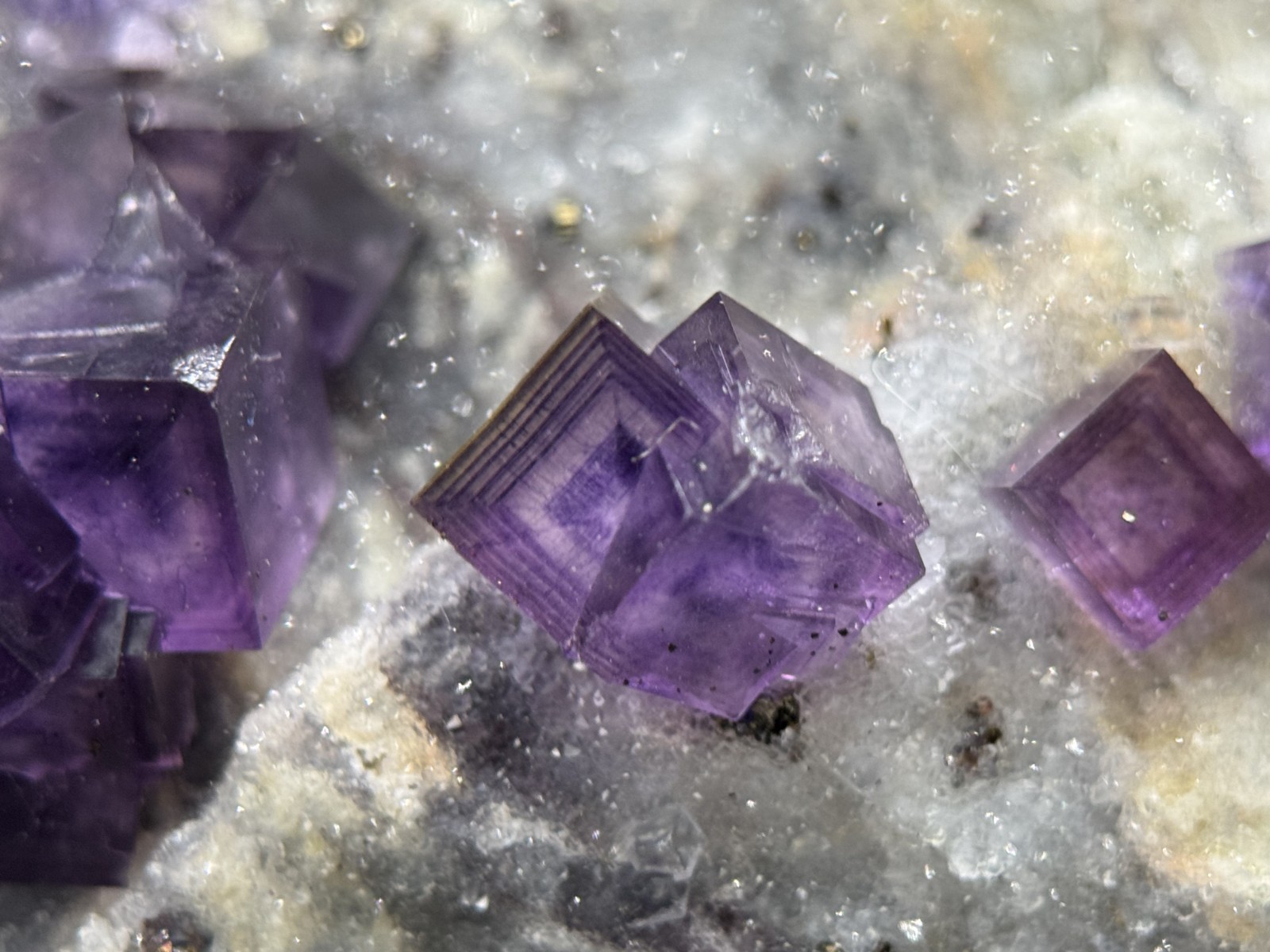 Simply Incredible!! INSANE zoned cubic purple fluorite-FLUORESCENT! Anhui, China