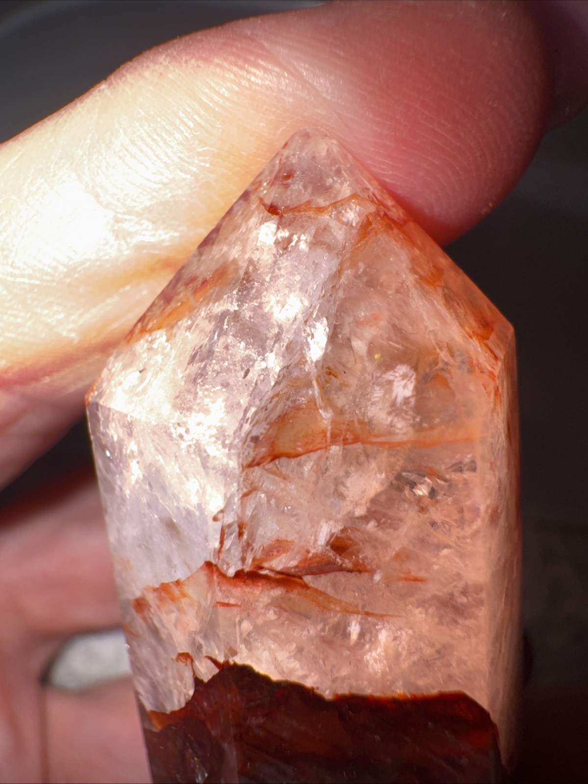 Imperfect Tower Duo. Fire Quartz And Quartz With Fire And Epidote Inclusion