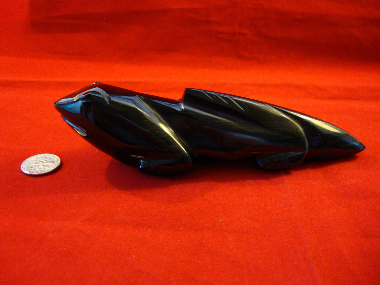 Black Obsidian Crystal -Modern Style Carved & Polished Lizard-6 Inches Long