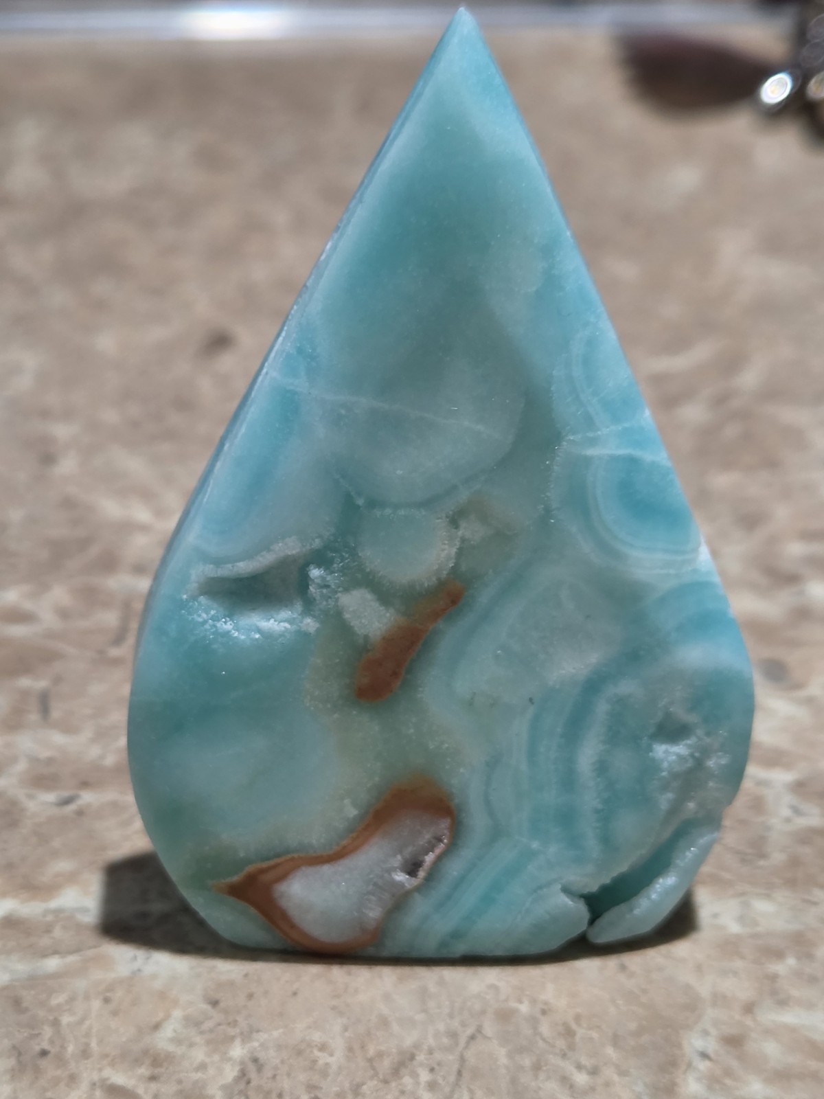 Crystal Hemimorphite Tear Drop Shape Free Form Carving