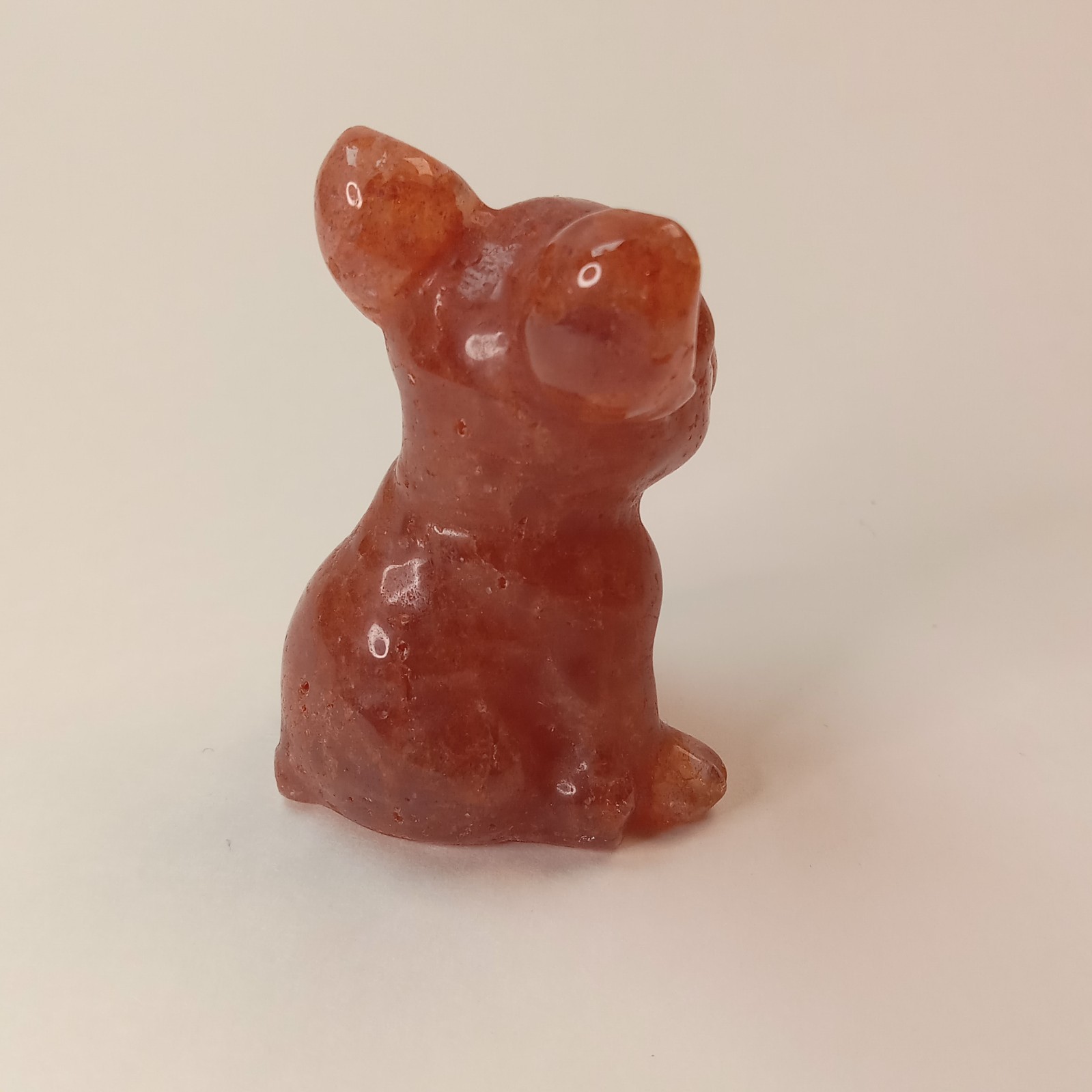 French Bulldog Carving in Golden Healer Quartz 54g Crystal Figurine I8