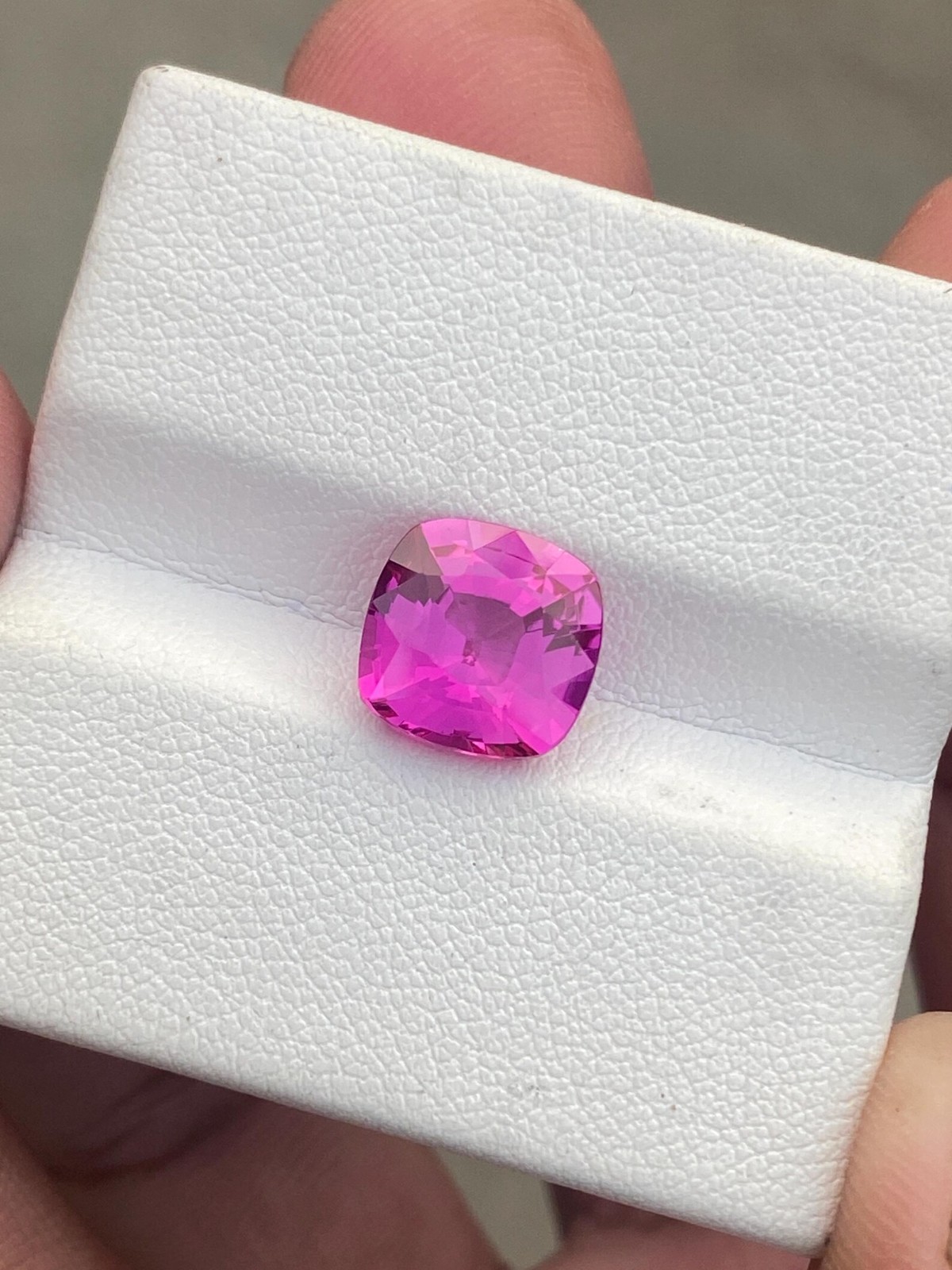 6 Ct Lab Grown Purplish Sapphire, 10x10mm Cushion Cut Loose Gemstone .