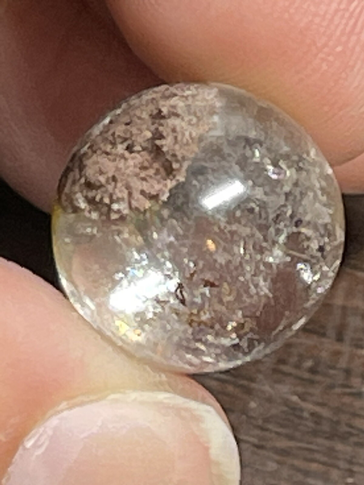 Garden Scenic Quartz with Rainbows Mini Sphere Ball Orb Marble 15.3mm 4g