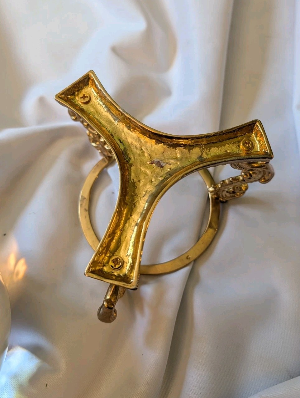 Vintage Fortune Teller Gazing Crystal Ball Glass Sphere Brass Dragon Stand