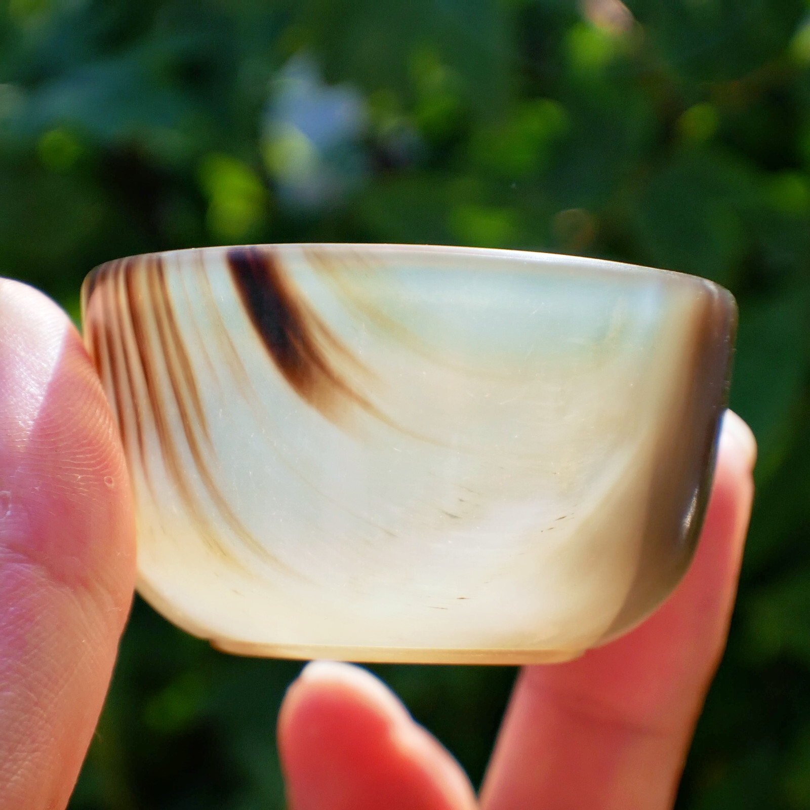 Natural Ox Horn Bowl Gemstone Crystal Quartz Dish Healing Sacral Chakra Reiki 1p