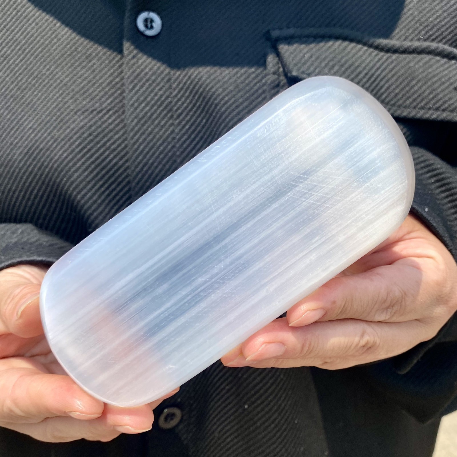 167G Natural selenite gypsum quartz crystal slab mineral specimen healin