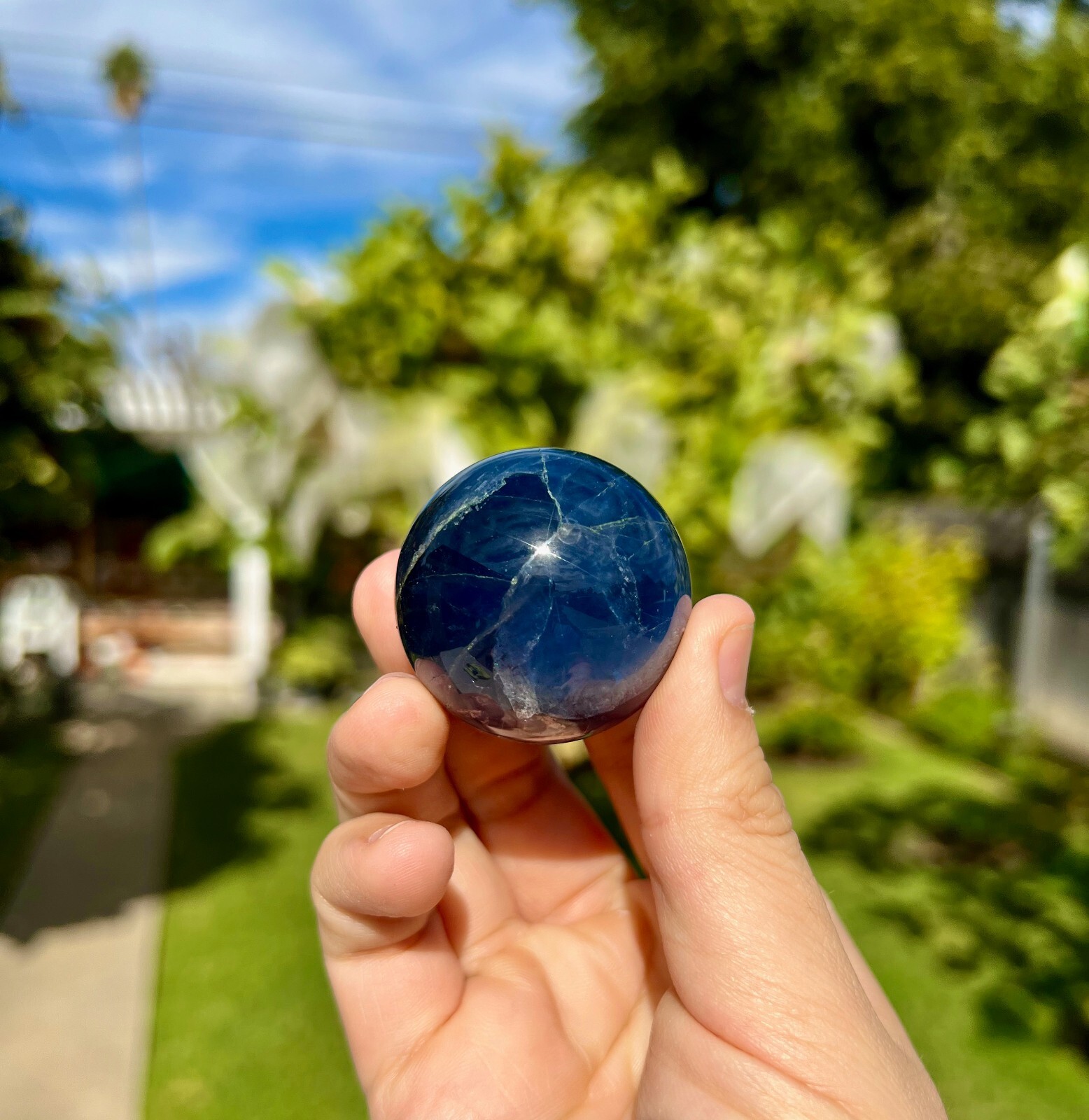 Deep Blue Fluorite 40mm Sphere/Ball