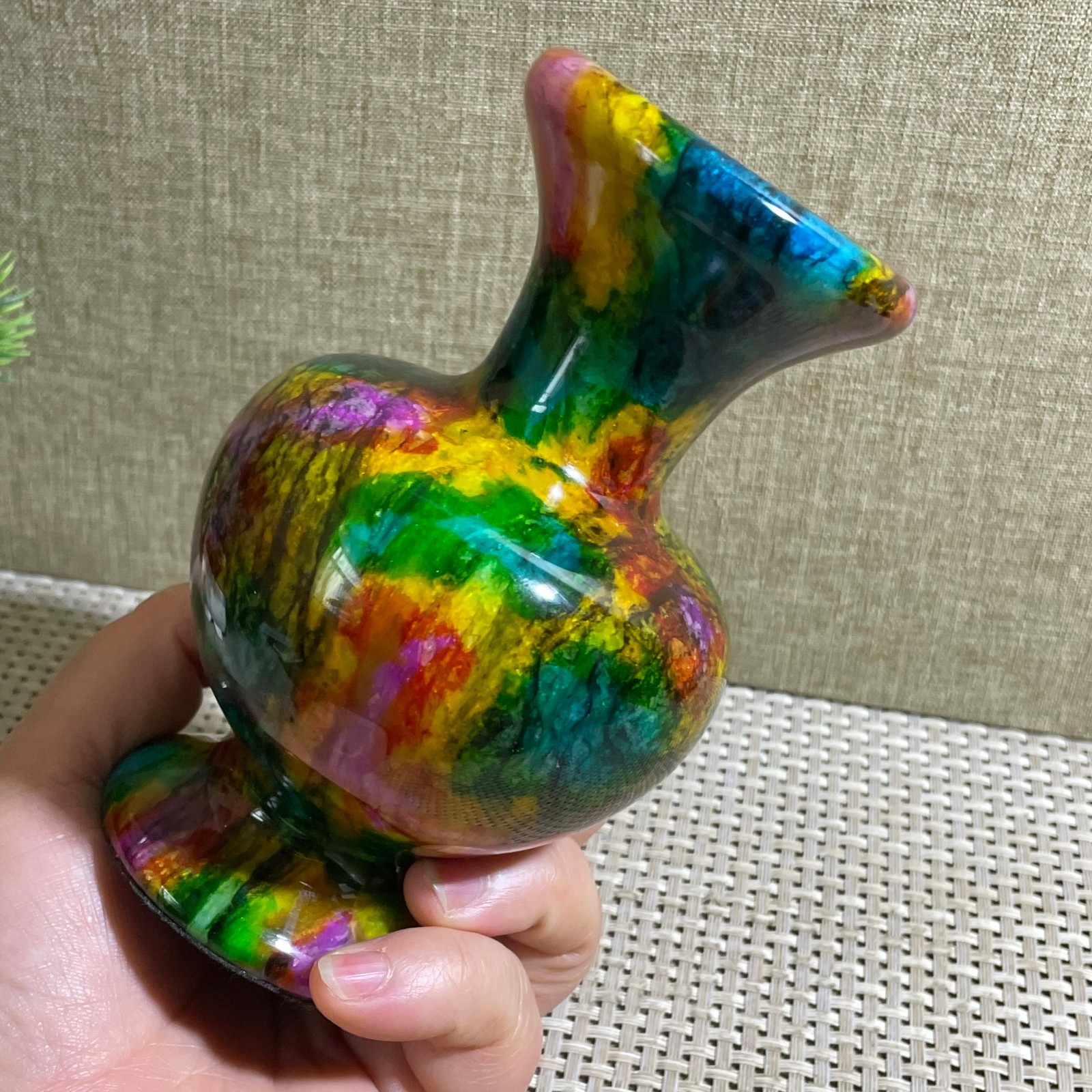 850g Seven Colors Jade vase specimen Decorative -Taiwan China