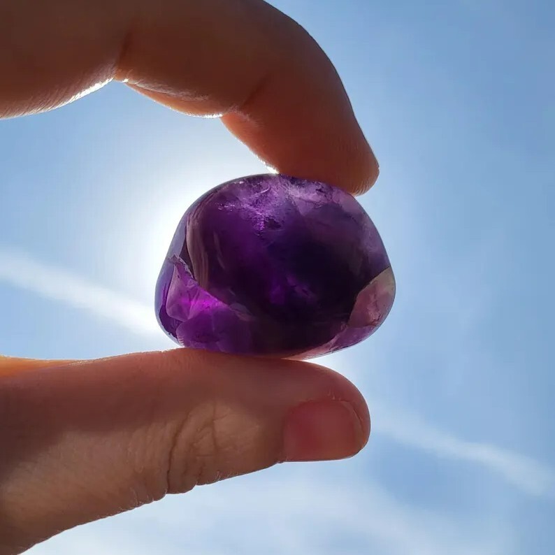 Amethyst Tumbled Pocket Stone Polished Palm Stone Crystal Reiki Collection Gift