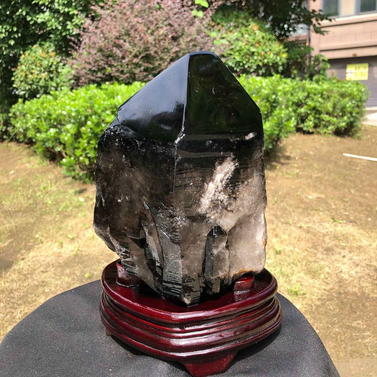 12.78LB Natural Dark tea quartz Crystal Specimen Reiki Mineral Add bracket 1810