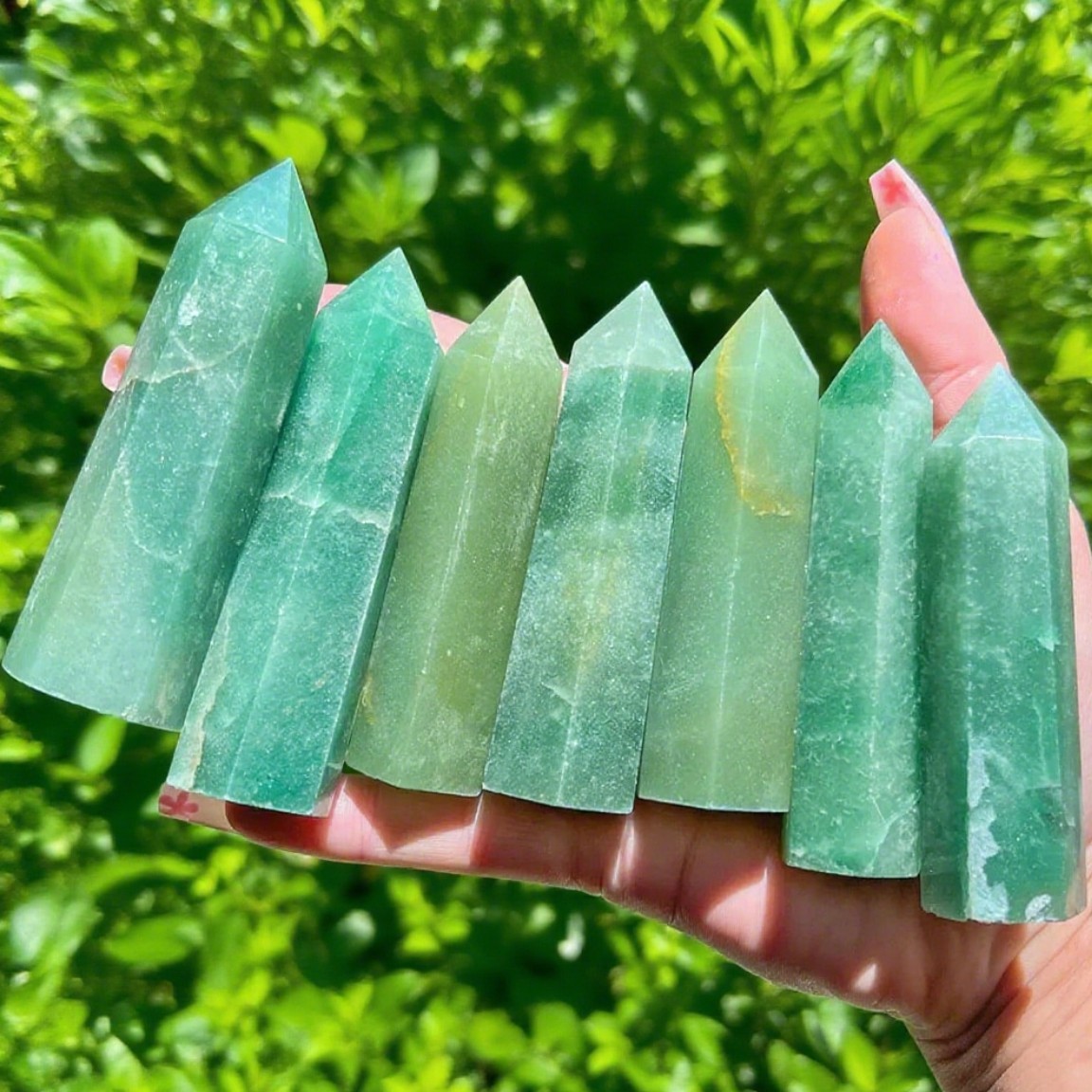 Natural Green Aventurine Tower Point Healing Crystal Obelisk Energy Home Decor