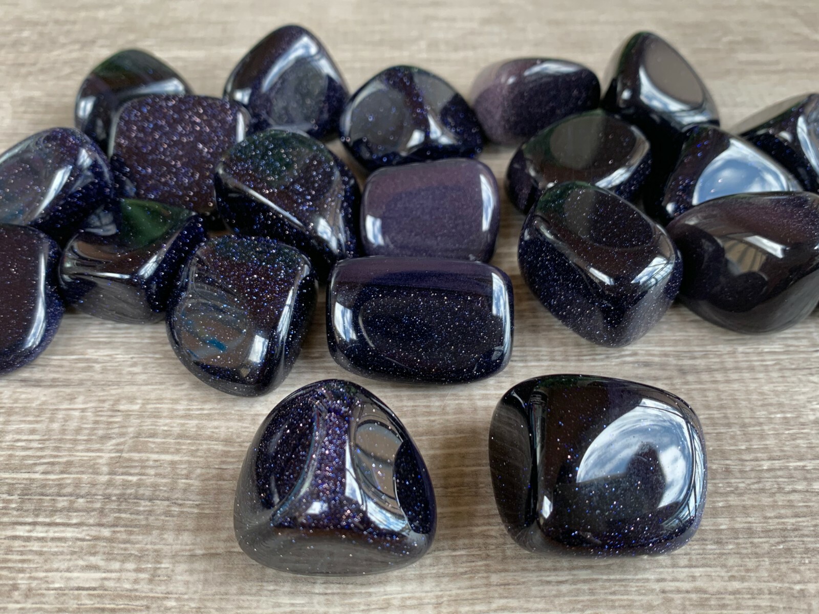 Red, Blue and Green Goldstone Tumbled Stone, 0.75-1.25″ Tumbled Goldstone, Bulk