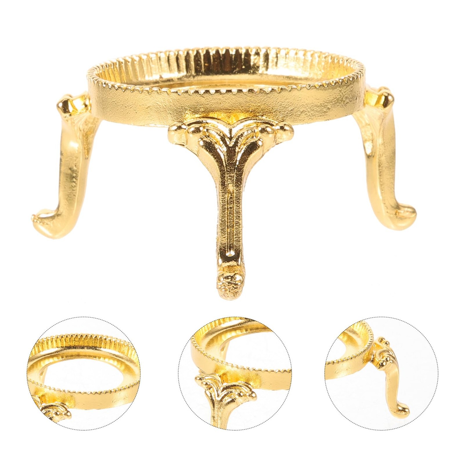 2 PCS Golden Metal Crystal Glass Ball Sphere Egg Display Stand Base Pedestal