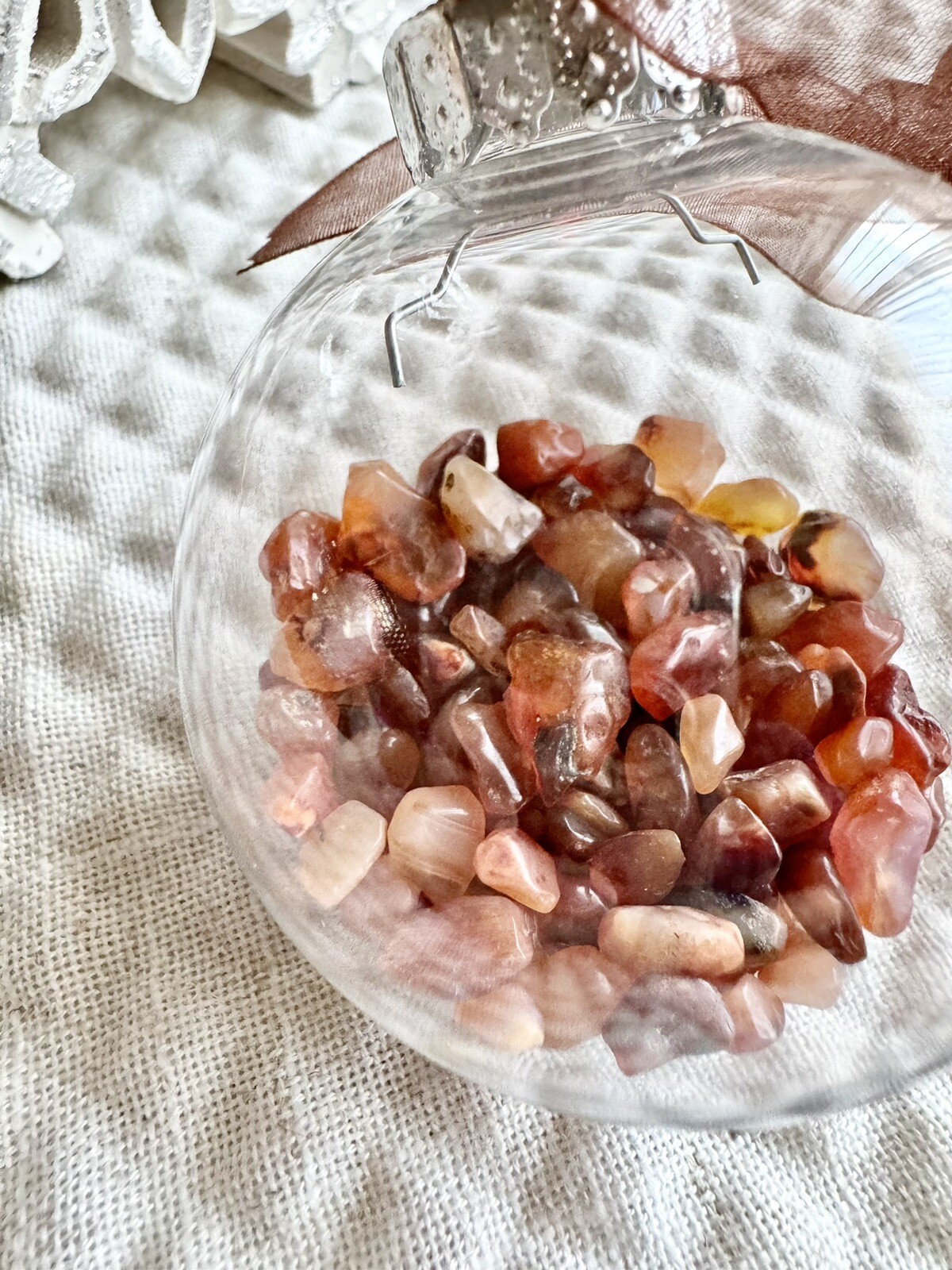 New Christmas Ornament w/ Mini Natural Orange Carnelian Agate Crystals – 1/8 lb