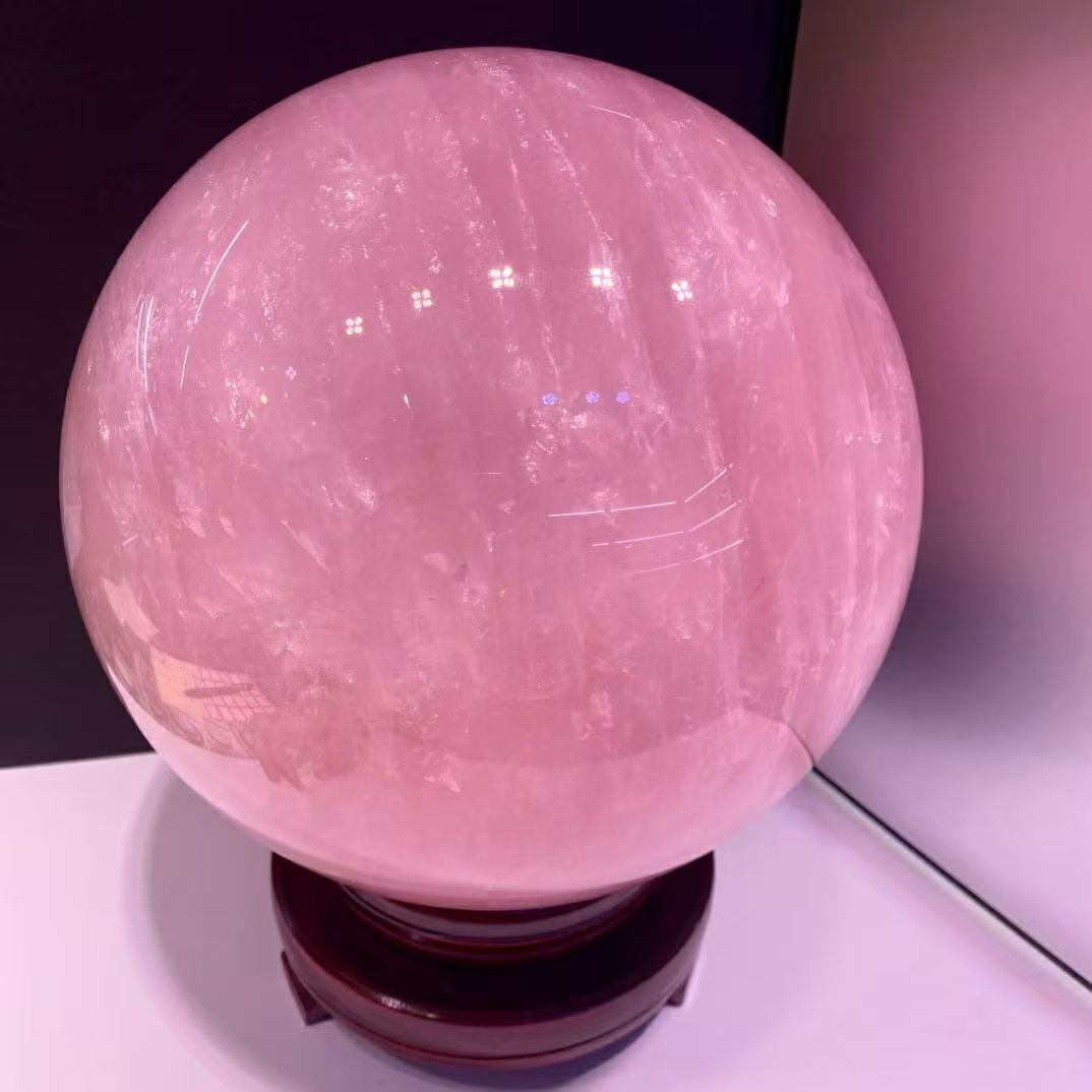 32.8LB Natural Rose Quartz Sphere Quarzt Crystal Ball Reiki healing + stand