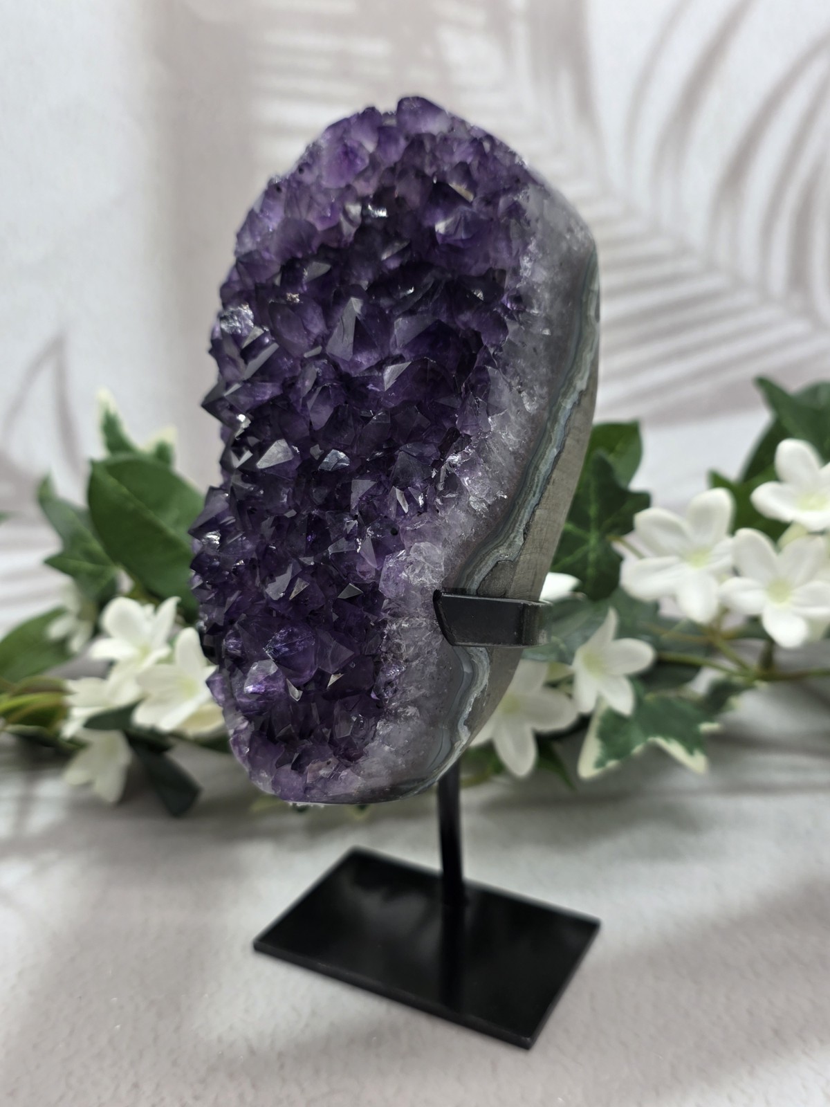 Uruguay Amethyst Geode Crystal Display Piece, Complimentary Utility Stand Inclue