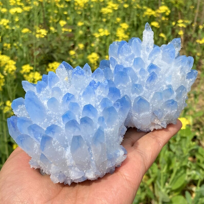 300g+ New Find Blue Phantom Quartz Crystal Cluster Mineral Specimen Healing 1pc