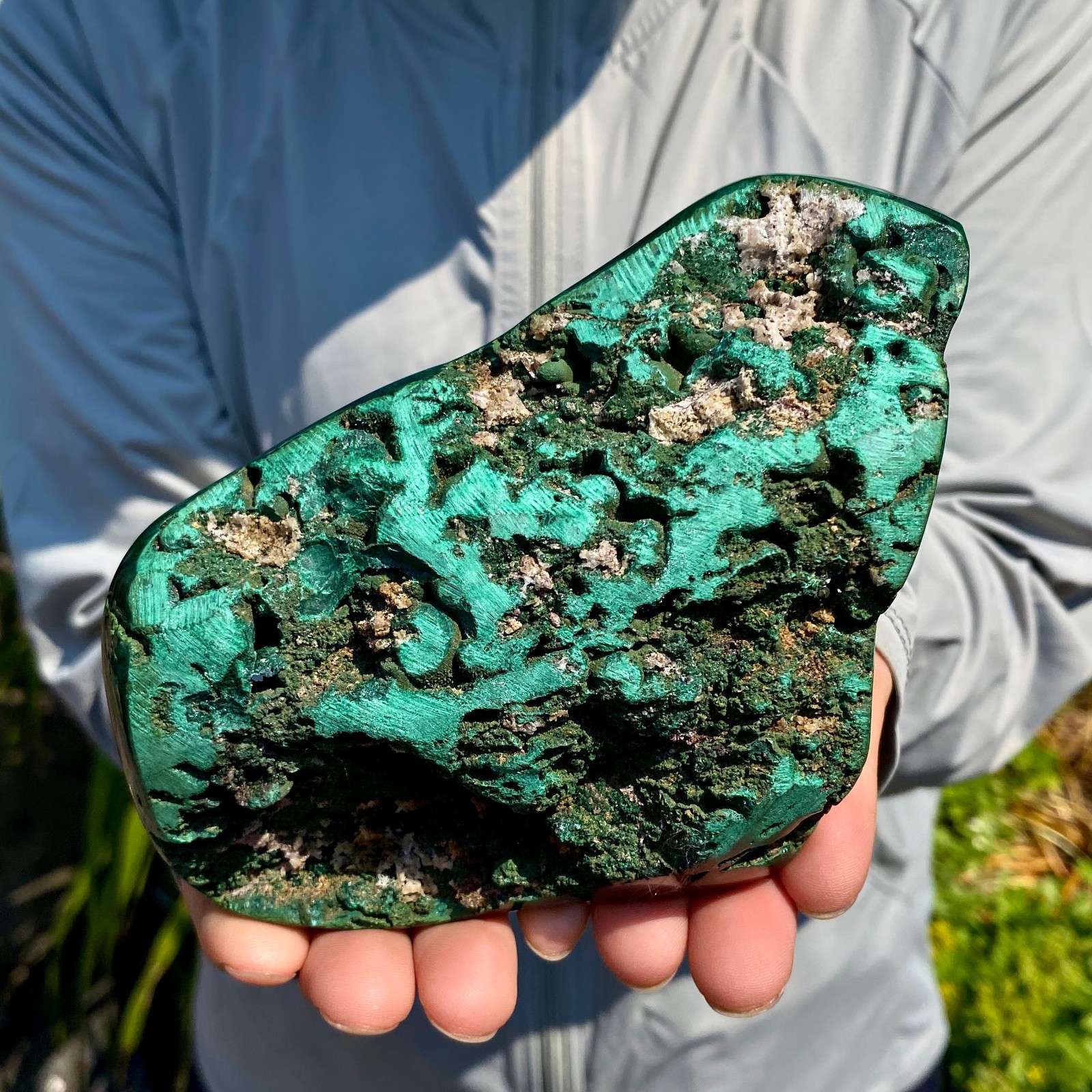 1.43LB Natural glossy Malachite transparent cluster rough mineral sample