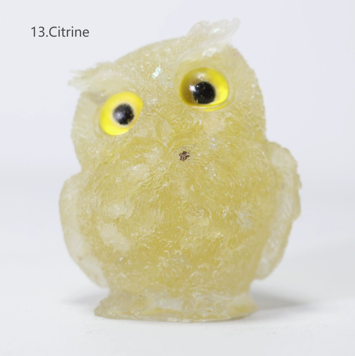 5PCS Natural Crystal Owl Carving Birds Figurine Decor Healing Stone Animals Gift