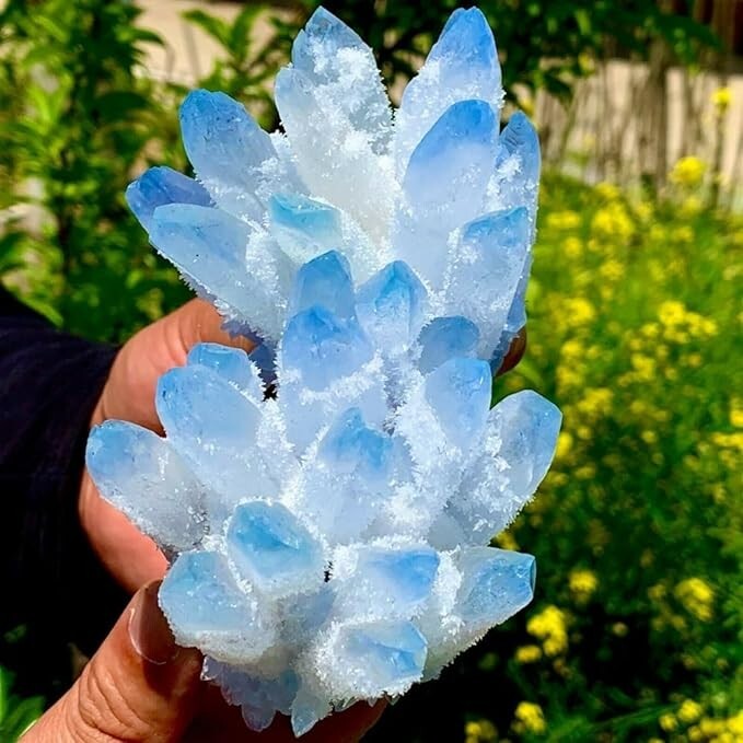 300g+ New Find Blue Phantom Quartz Crystal Cluster Mineral Specimen Healing 1pc