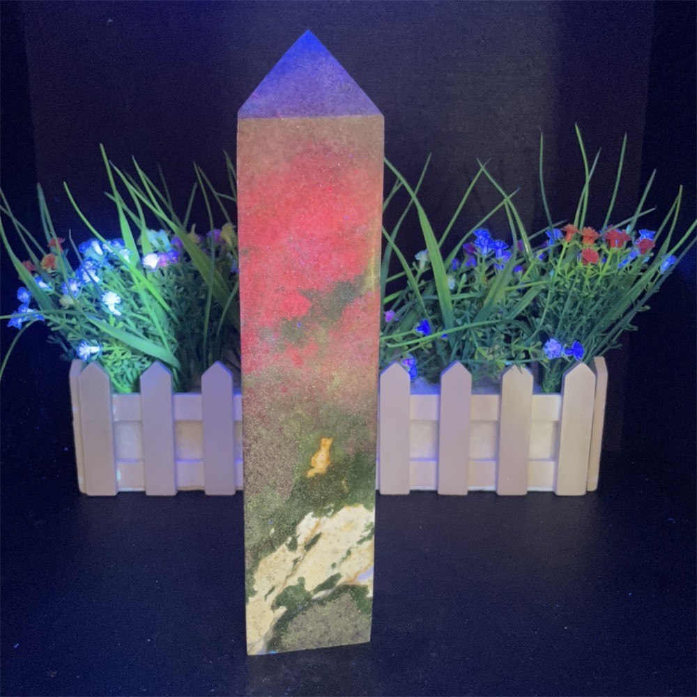 2.6LB 8.8″ Natural Ruby In Fuchsite Obelisk Tower Crystal Reiki Gift UV Heal