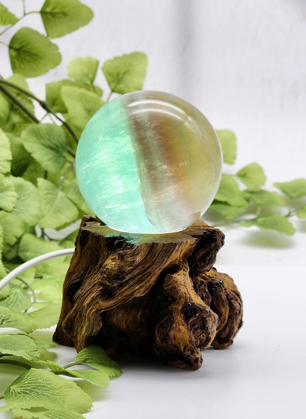 Candy Flourite Sphere, Free Lighted Wood Base, Crystal Sphere, Flourite Sphere