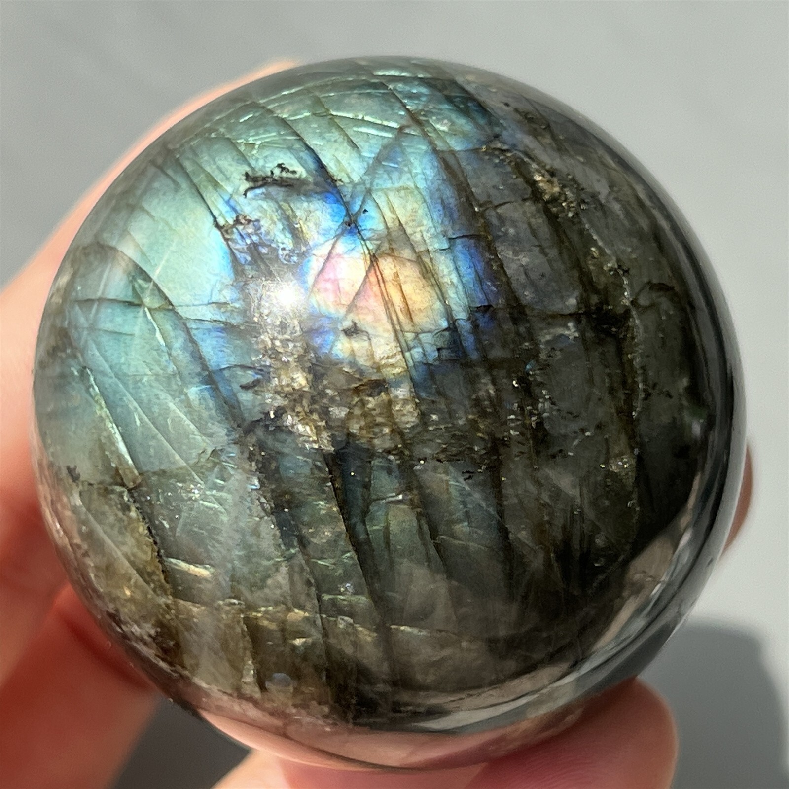 40MM+ Natural Labradorite Sphere Rainbow Quartz Crystal Ball Reiki Healing 1Pc