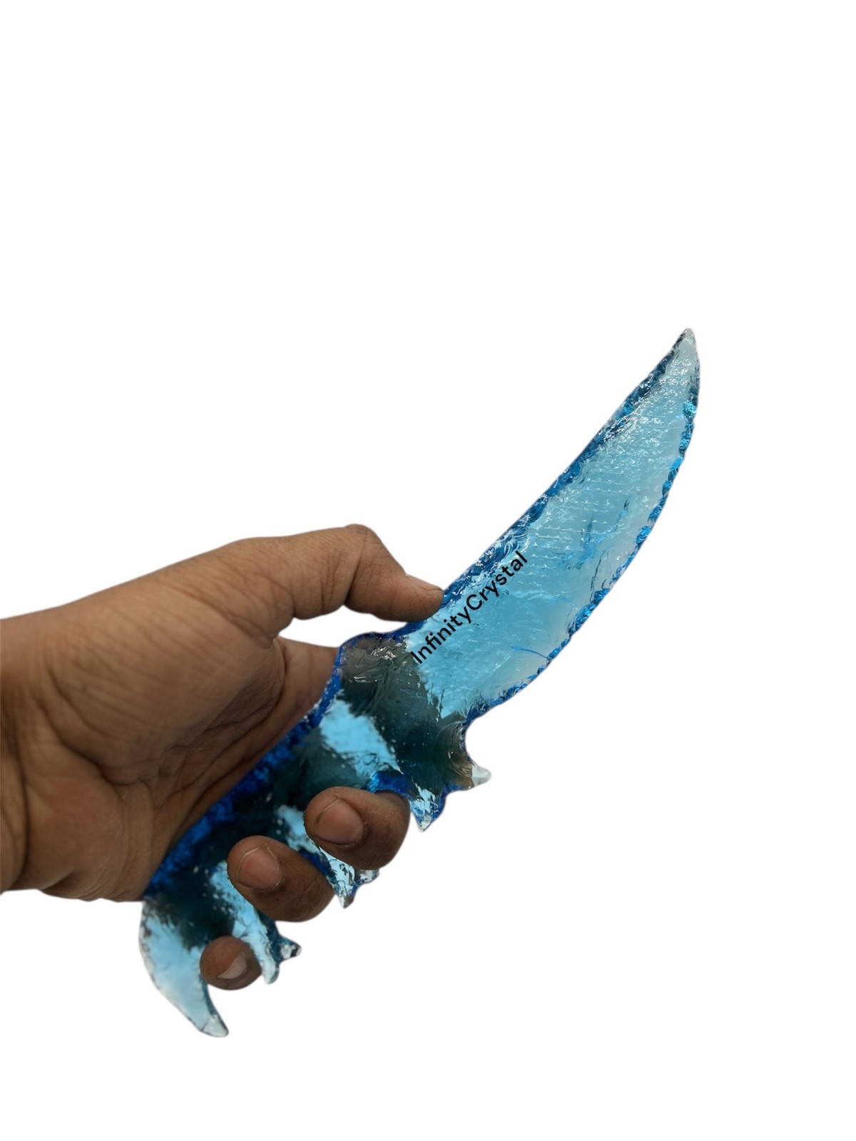 Aqua Blue Obsidian Glass Knife 9–10” Handmade | Ritual Pagan Collectible Dagger.