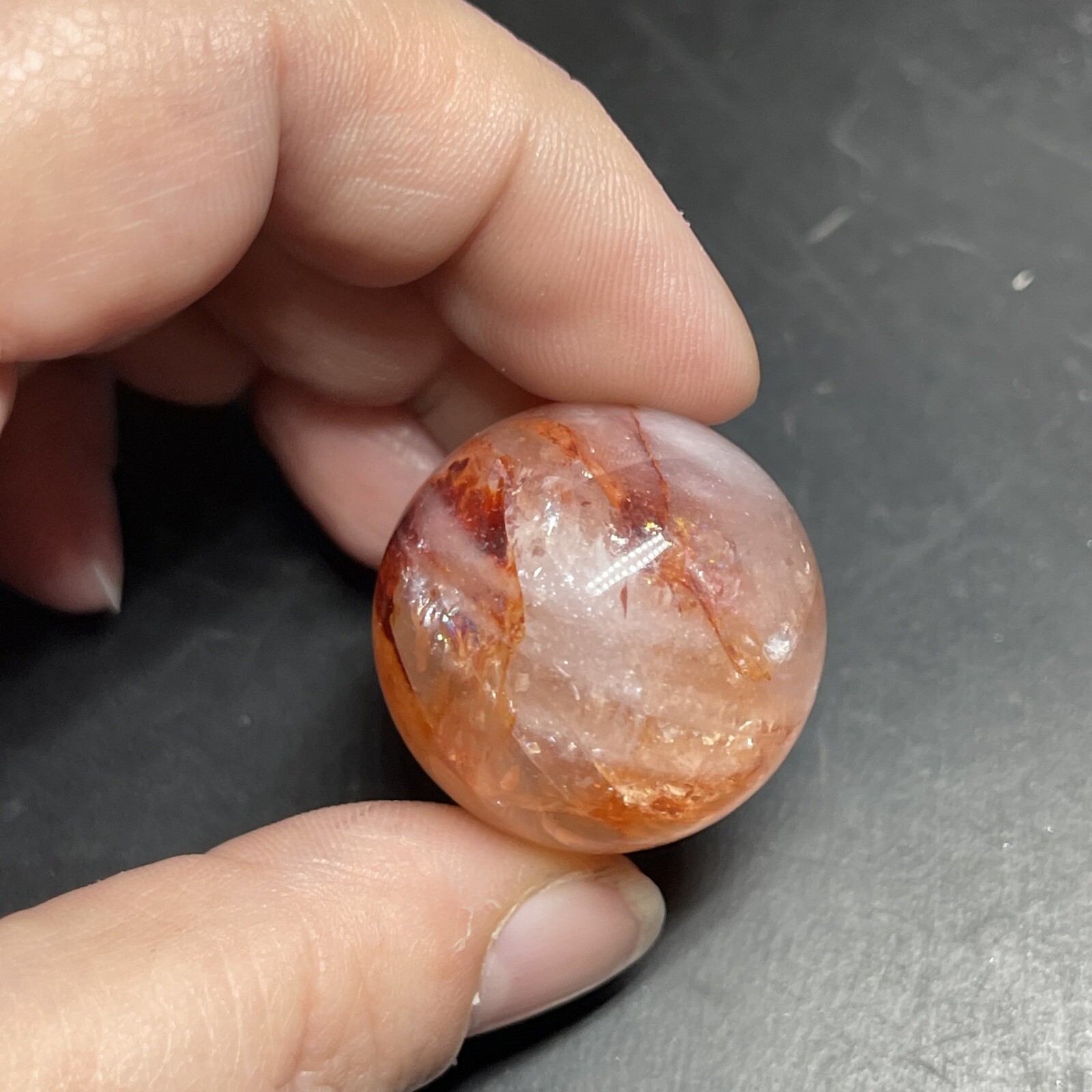Fire Quartz Hematoid Crystal Sphere Ball Mini Sphere Marble 27.8mm