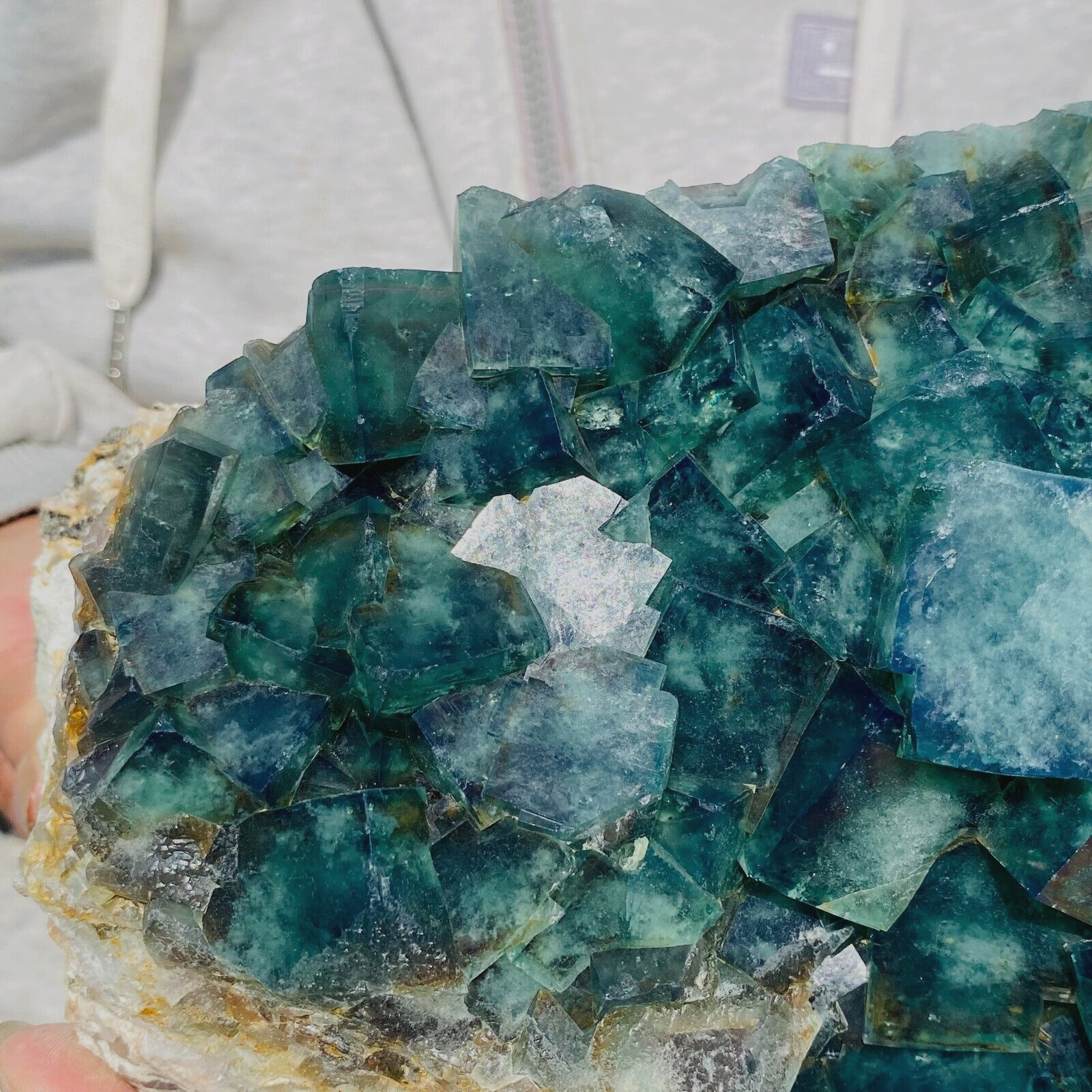 6070g Large Raw Natural Green Fluorite Cubic Crystal Cluster Rough Specimen