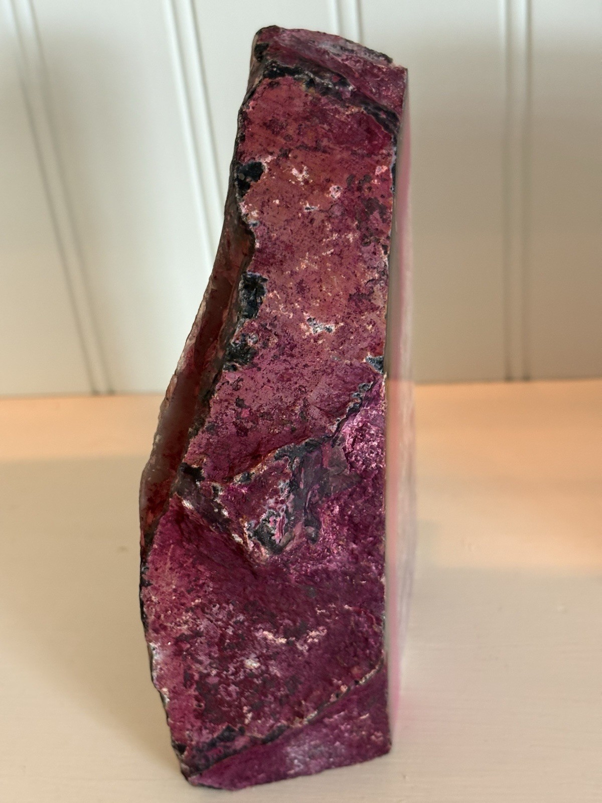 Set Of Cut & Polished Pink Dyed & Natural Gray Geode Book Ends 1 Side Unfinish