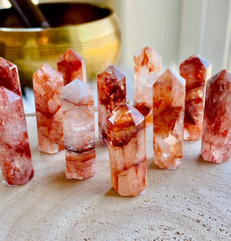 Natural Hematoid Quartz Tower Point Obelisk Healing Crystal Mineral Specimen