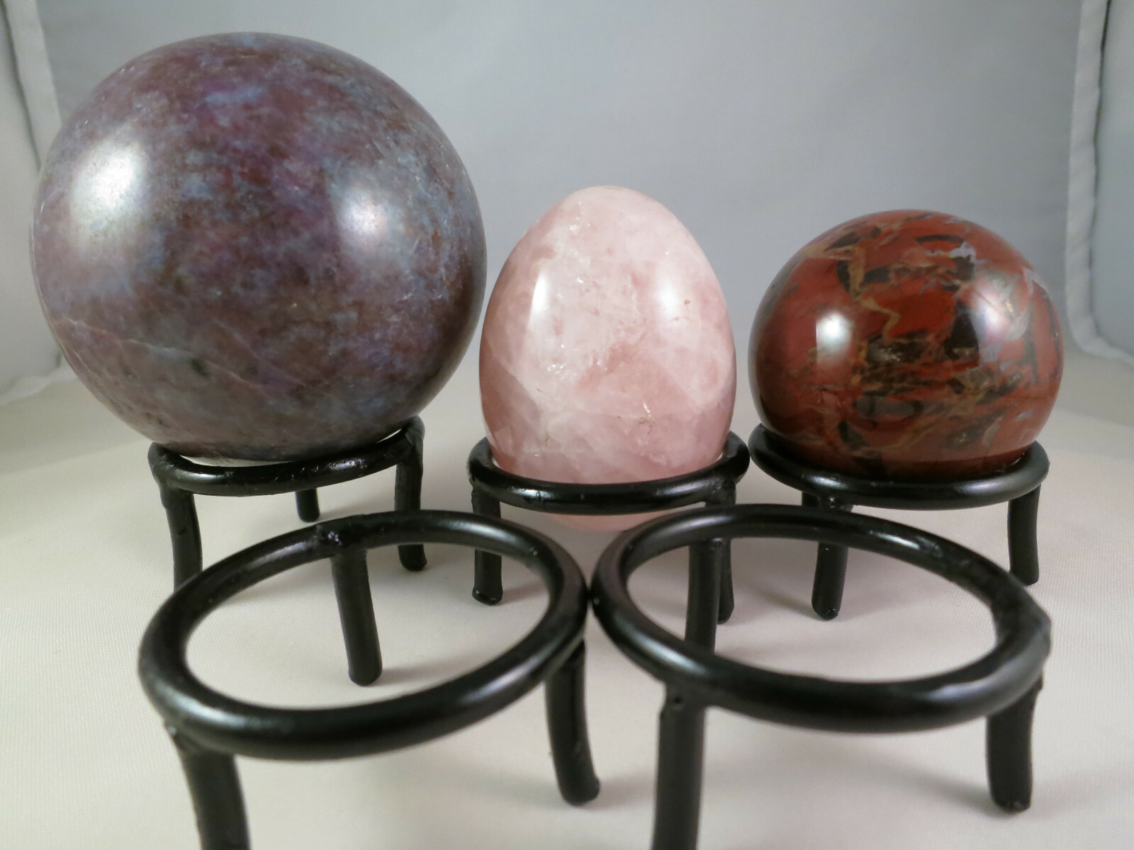 SET OF 5 – BLACK IRON SPHERE OR EGG STANDS