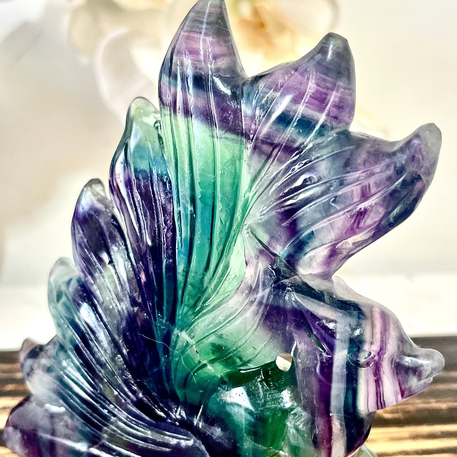 1.47LB Natural fluorite quartz products, hand carved and polished spiritual orna