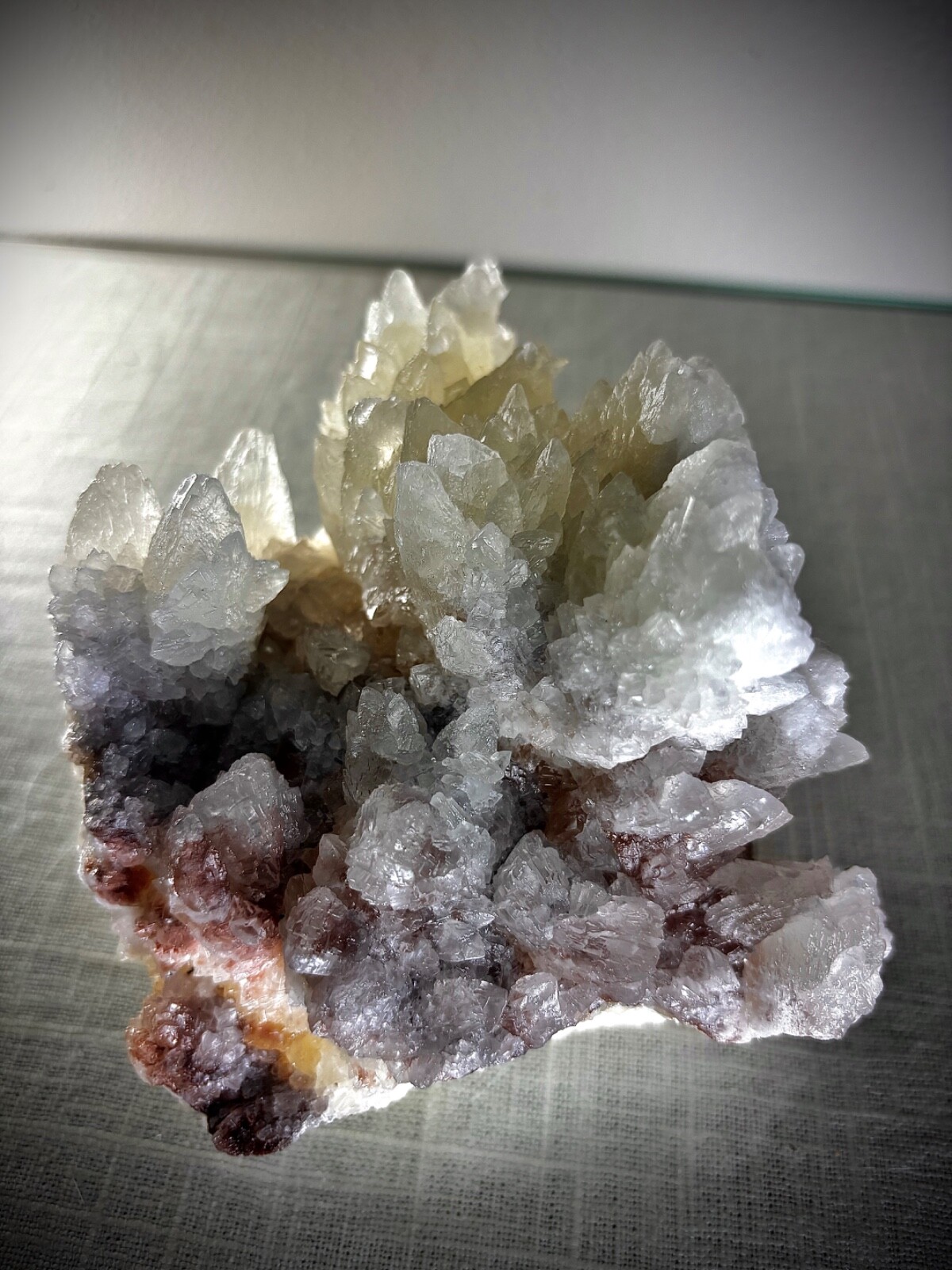 CALCITE CRYSTAL CLUSTER on QUARTZ SPECIMEN MULTI COLOR