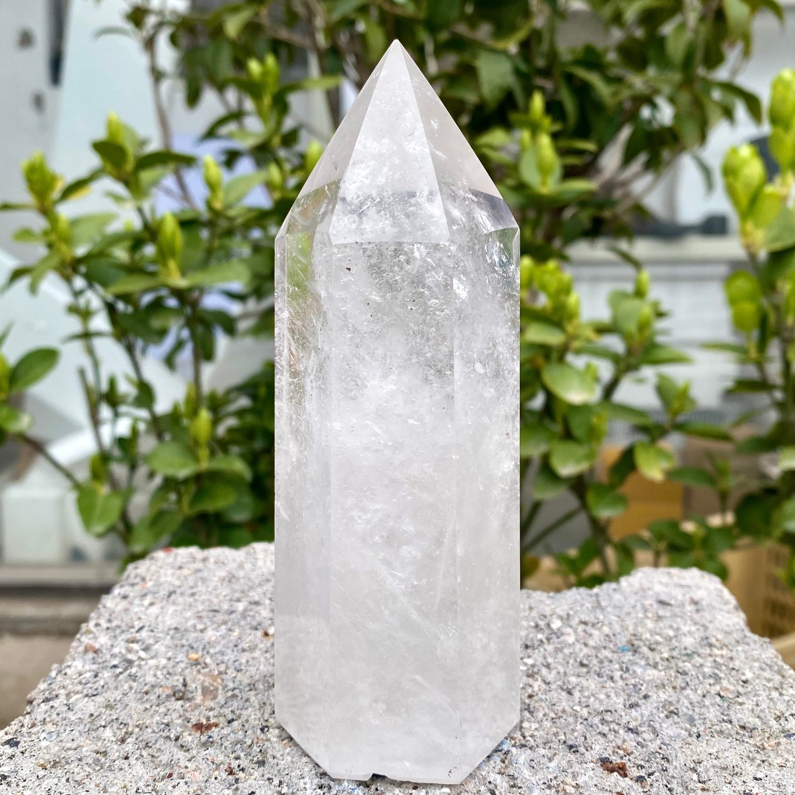 1.01LB Natural Clear White Crystal Obelisk Transparent Quartz Energy Column Reik