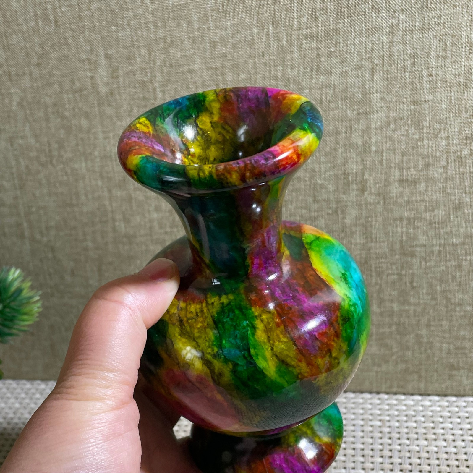 828g Seven Colors Jade vase specimen Decorative -Taiwan China
