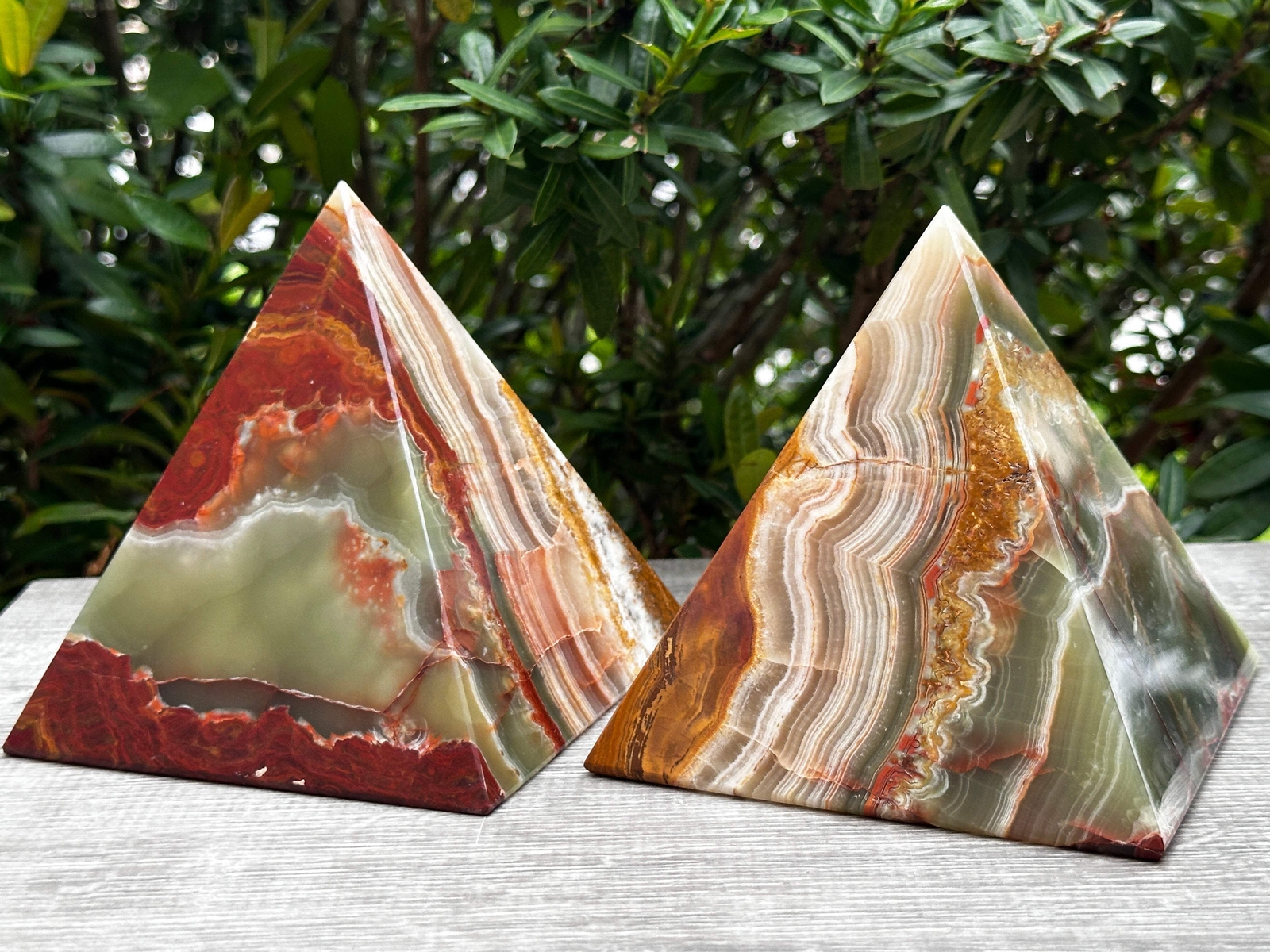 2″ 3″ & 4″ Green Onyx Crystal Pyramid, Grade A ++Multi Green Marble Onyx Pyramid