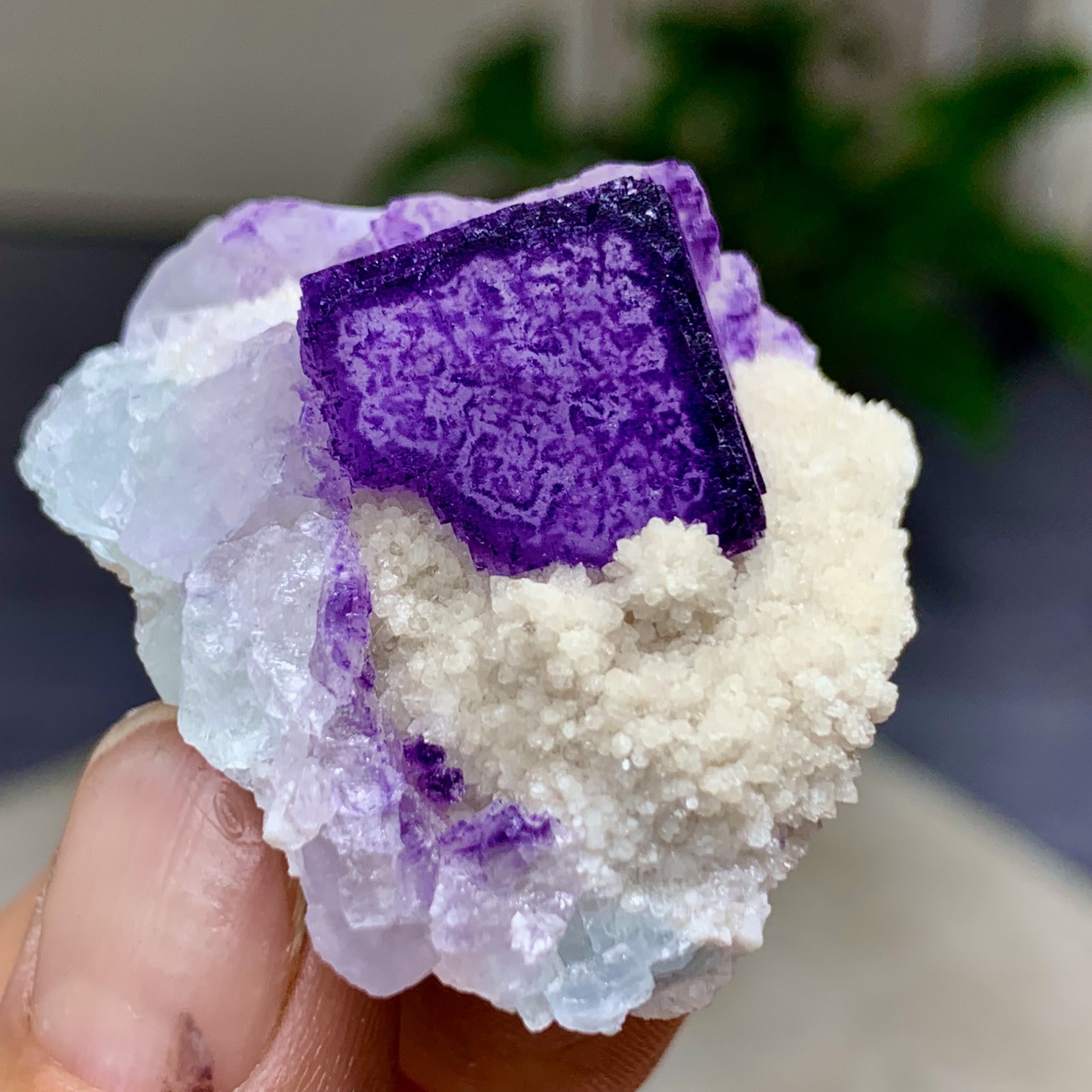 38G Natural Purple “QR Code”Fluorite Cluster Crystal Mineral Specimen/Guizhou