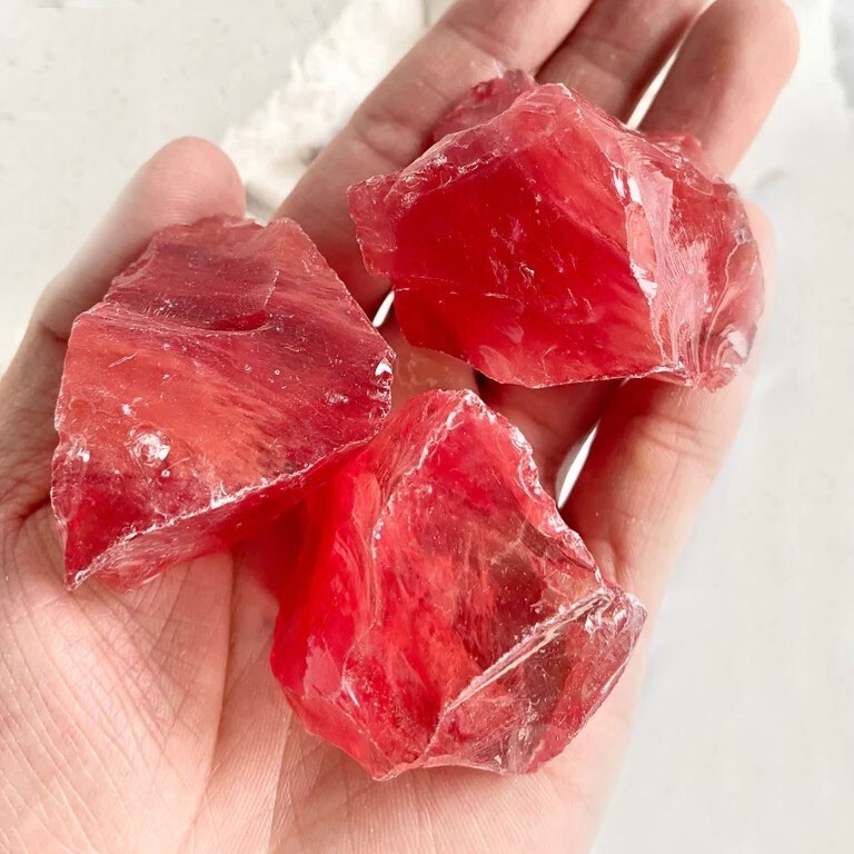 3Pcs Cherry Quartz Raw Stone Crystal Mineral Specimen Healing Energy Gifts