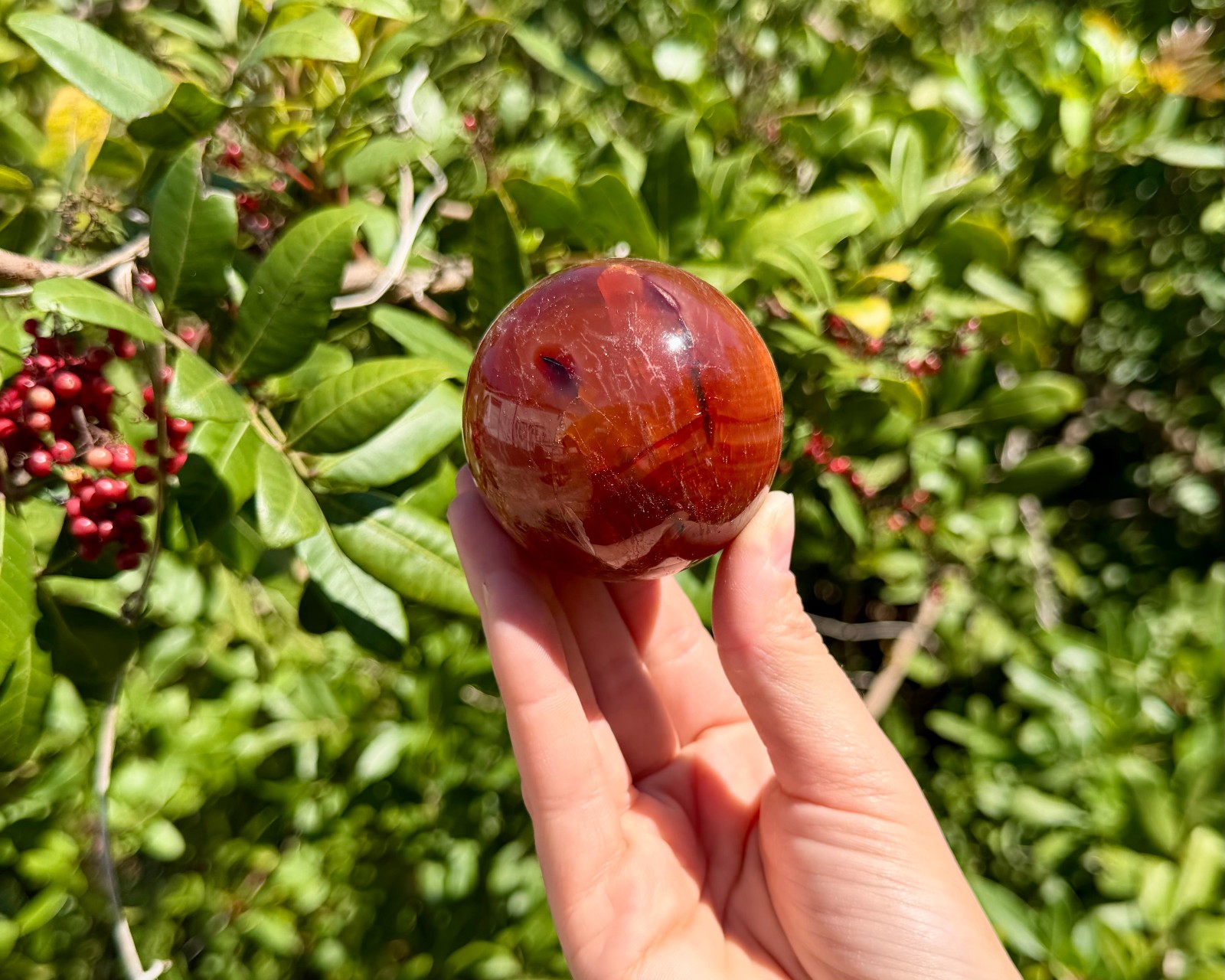Carnelian Crystal Spheres, LARGE 1.5 – 2″ (Natural Carnelian Sphere & Stand)